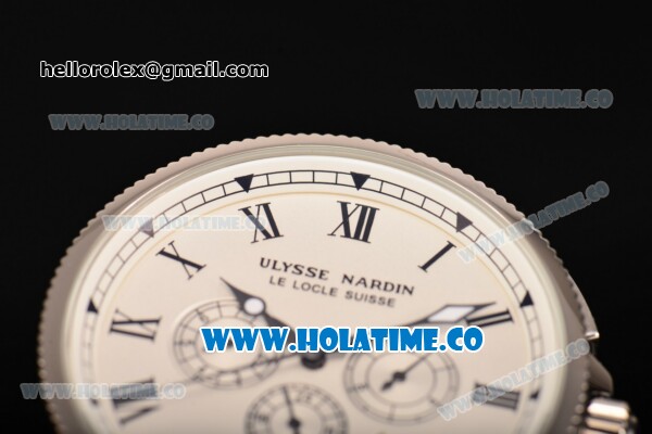 Ulysse Nardin Marine Chrono Asia Automatic Steel Case with Roman Numeral Markers and White Dial - Click Image to Close